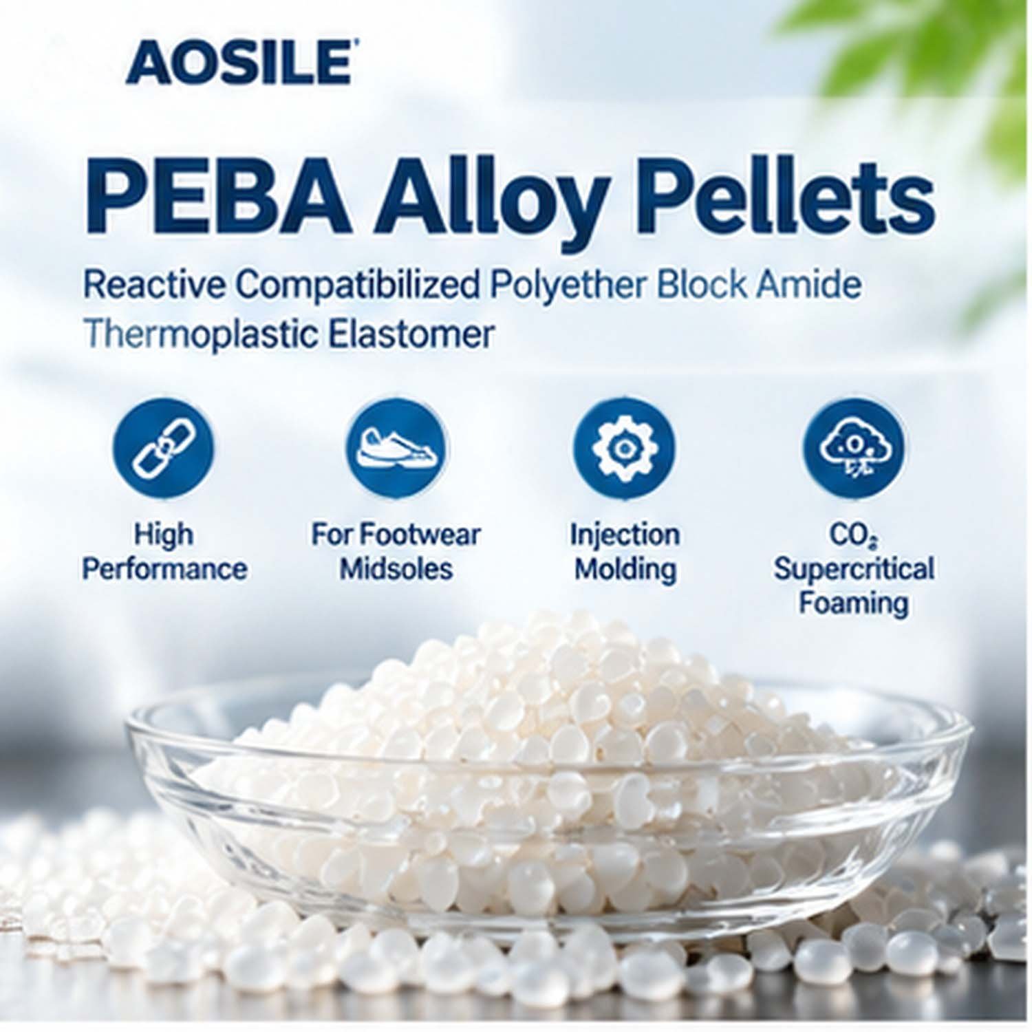 Reactive Compatibilized PEBA Thermoplastic Elastomer Alloy Pellets for High-Performance Running Shoe and Casual Footwear Midsoles - Image 3